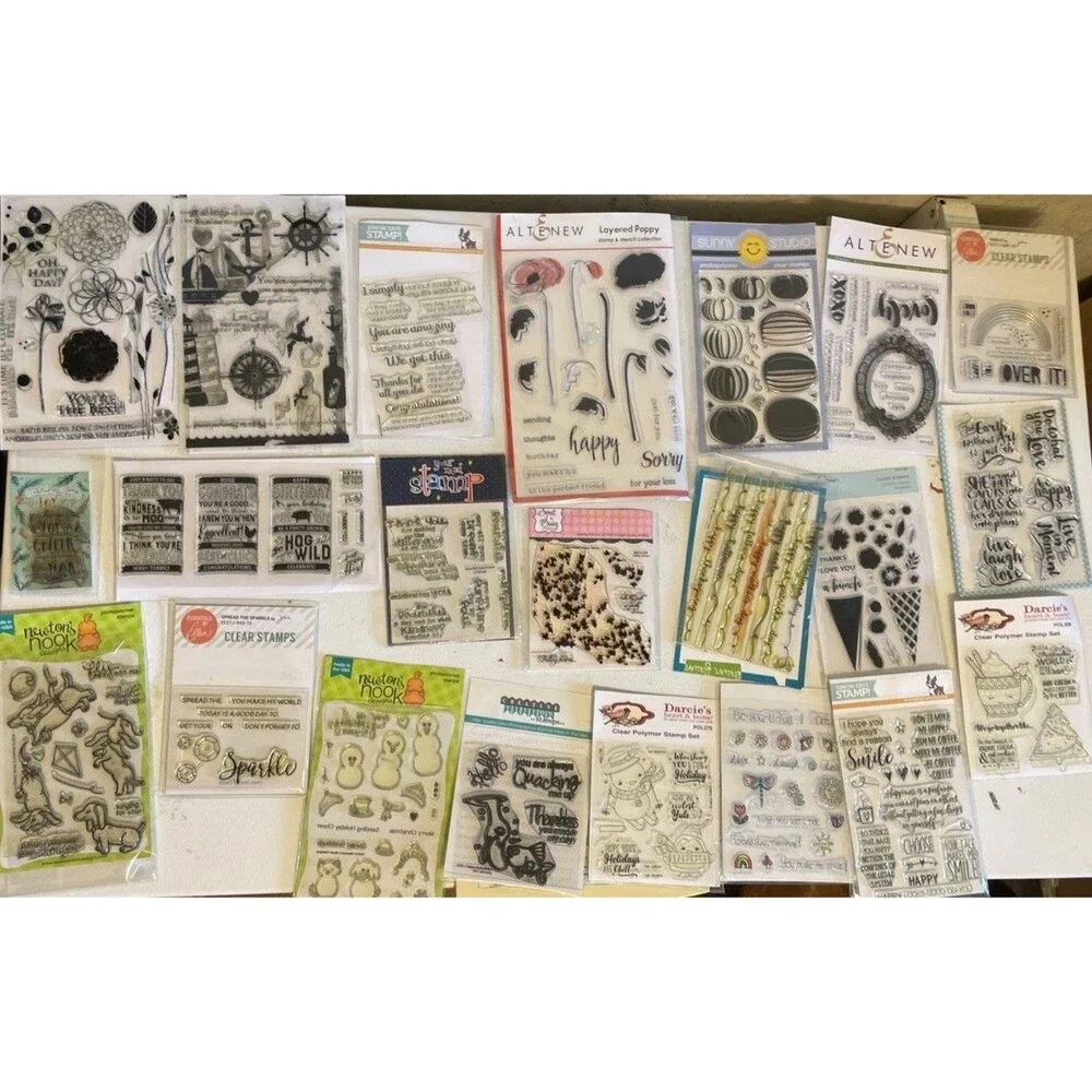 HUGE Mixed Lot of Clear Stamps For Crafting FLOWERS WORDS ETC